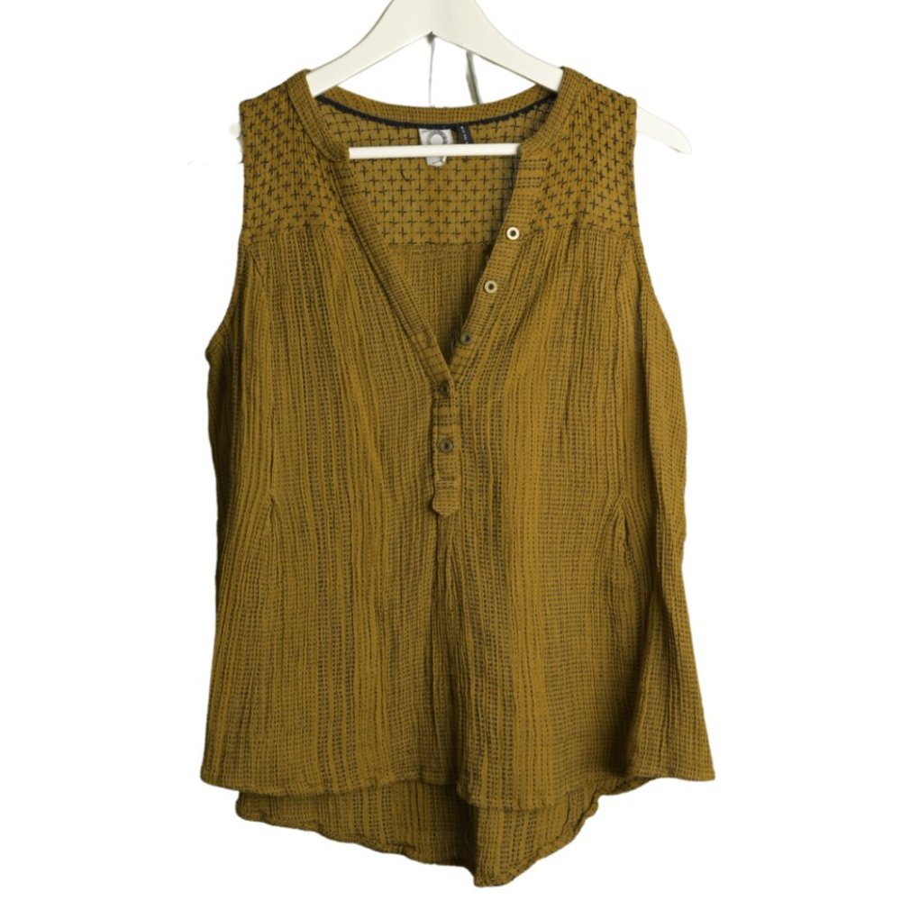 Anthropologie Akemi + Kim Golden Brown Sleeveless Embroidered Top Size 6